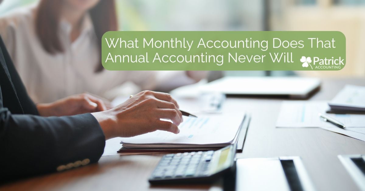Hands of professionals reviewing financial reports with calculator on desk. Text overlay reads: 