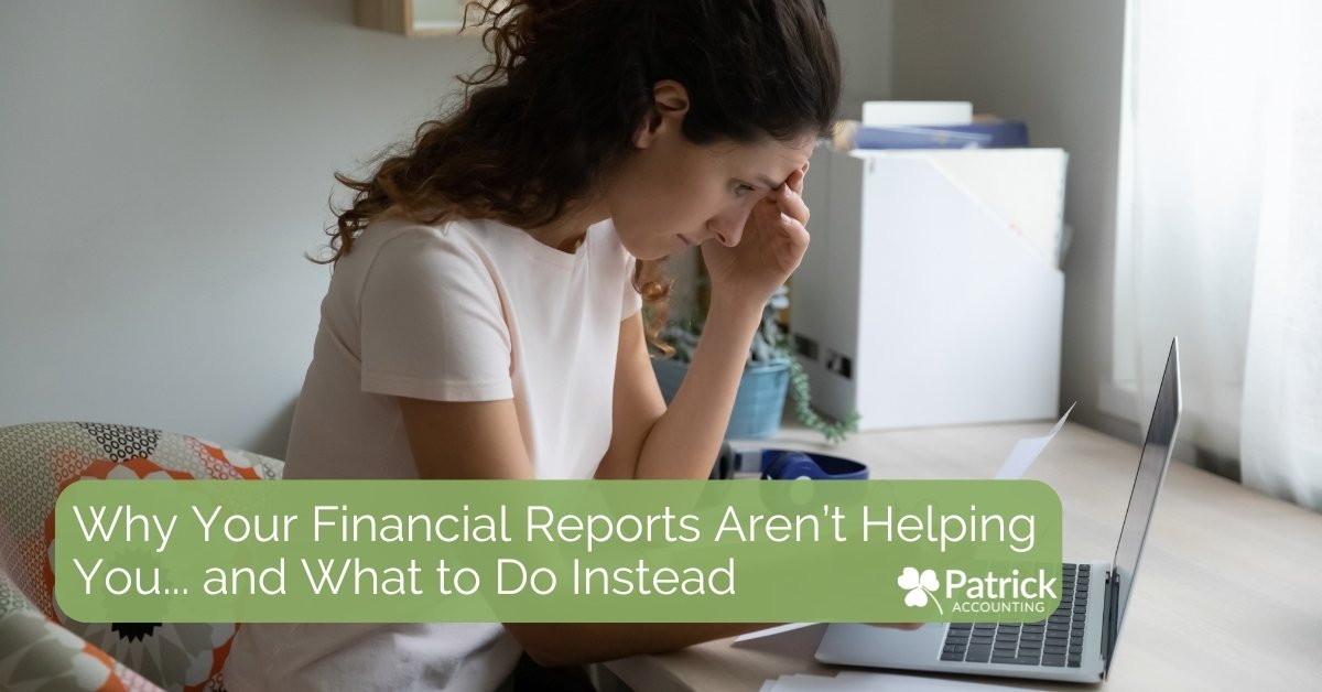 Blog graphic showing a stressed woman looking at her laptop with text: 