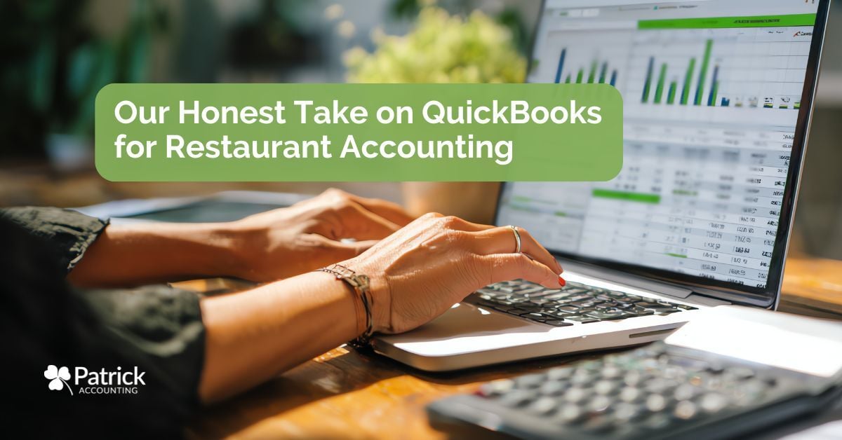 Restaurant owner reviewing financial reports and business analytics on a laptop, illustrating QuickBooks Online accounting software for restaurant accounting, bookkeeping, financial management, and performance tracking.