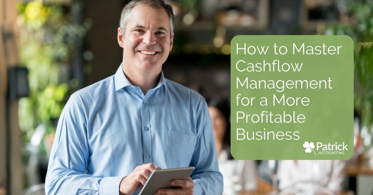 Smiling restaurant owner holding a tablet with blot title text overlay reading 