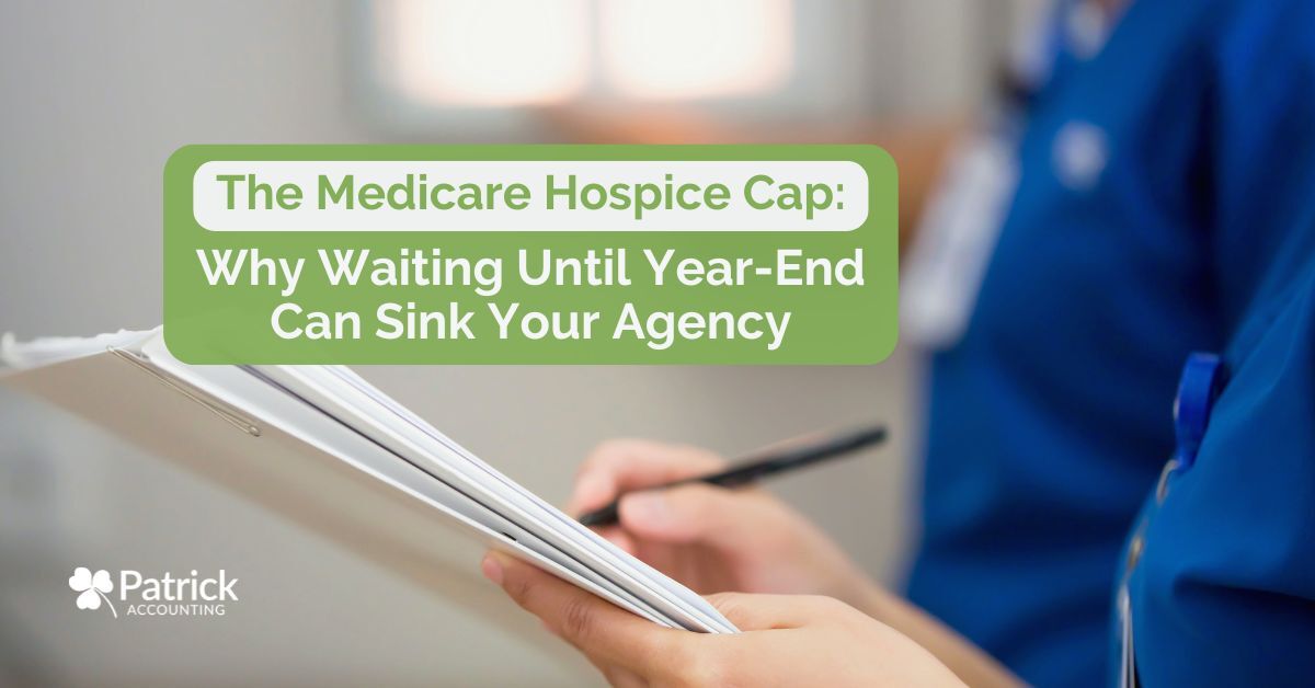 Hospice owner reviewing patient documentation, illustrating Medicare hospice cap compliance, reimbursement limits, and financial planning challenges for hospice agencies.