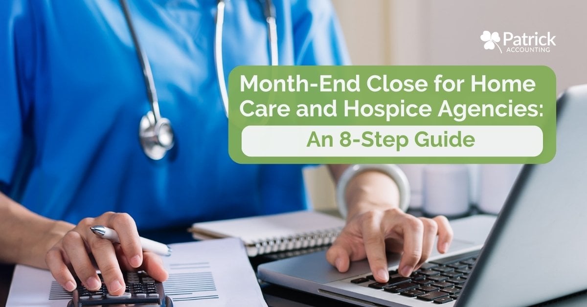 Photo of a home healthceare professional using a calculator and laptop next to text reading, 